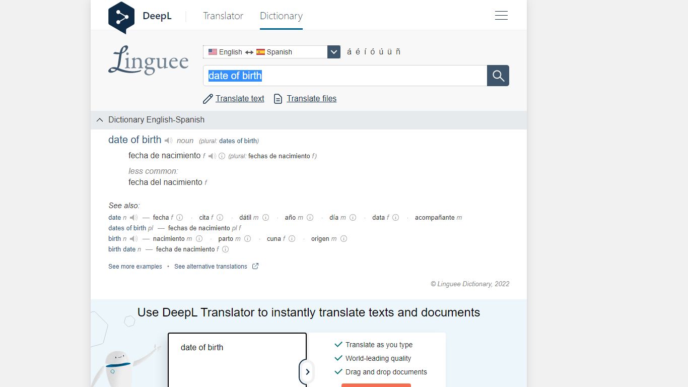 date of birth - Spanish translation – Linguee