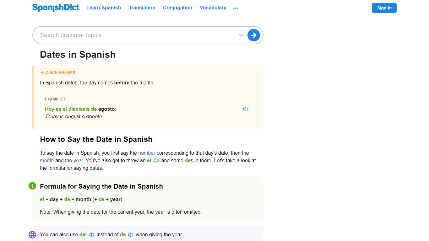 Dates in Spanish | SpanishDict