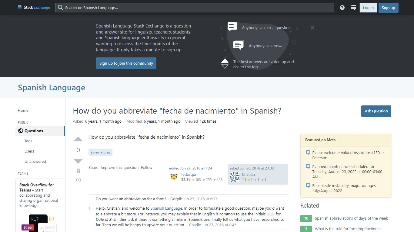 How do you abbreviate "fecha de nacimiento" in Spanish?